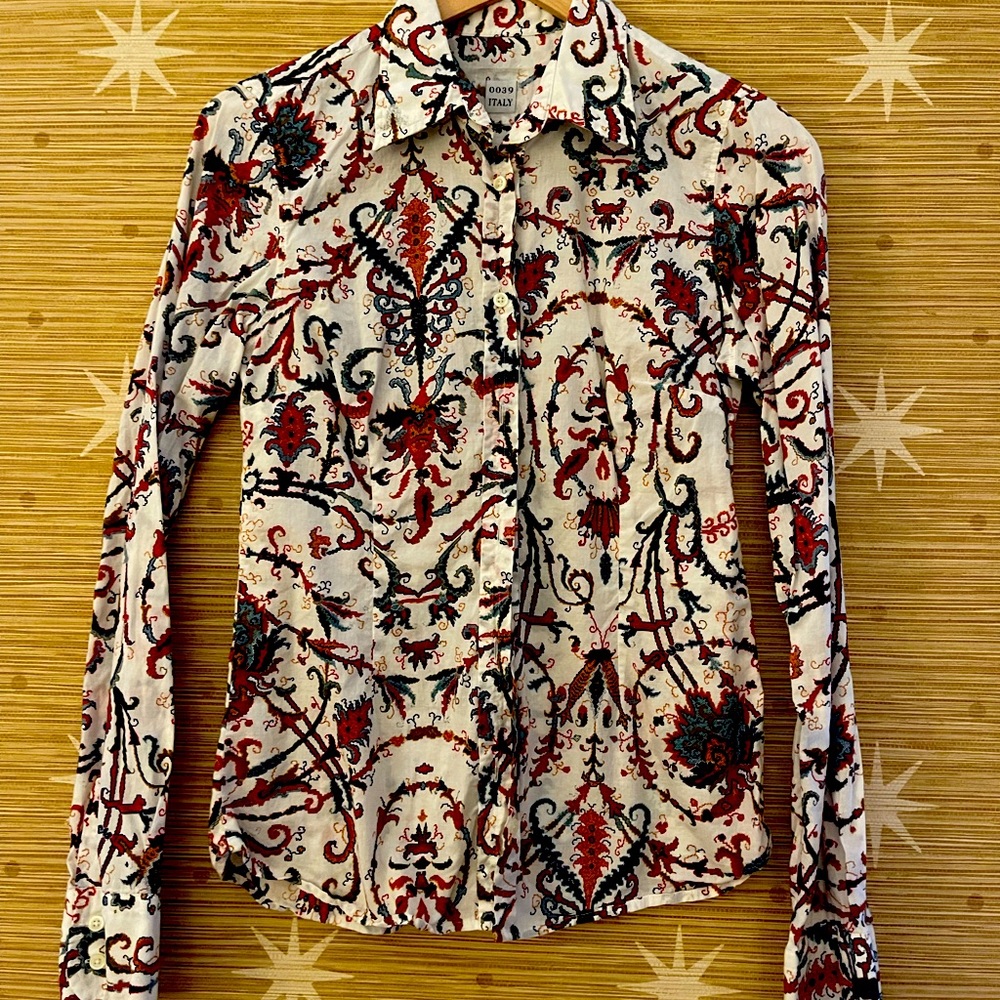 Italy 39, button down paisley shirt!